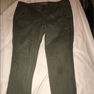 Green twill cropped pants